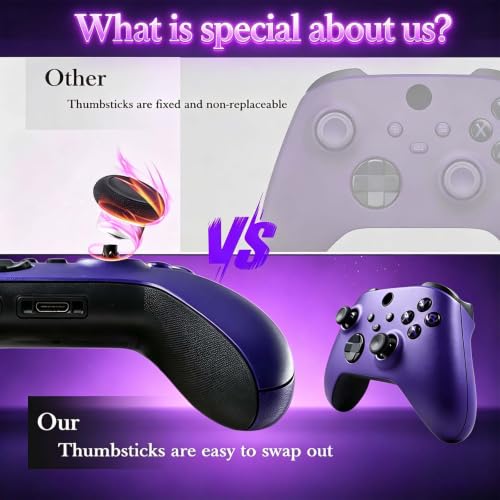 Model 1914 DIY Customized Series S Controller Black Magnetic thumbstick(Astral Purple), Compatible with Xbox Series X|S Controller,Customized Controller Compatible for Xbox Series X/S,Xbox One, Exchangeable Joystick with 3.5mm Audio Jack