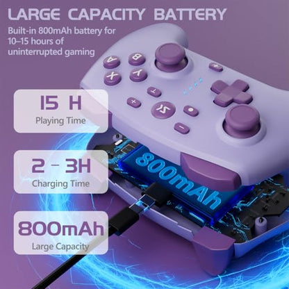 Wireless Switch Controller for Switch/Switch 2/OLED/Lite (Purple + Yellow) - color: Purple + Yellow