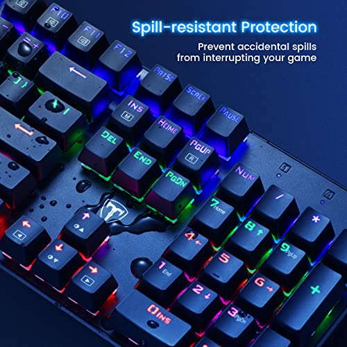 RisoPhy Mechanical Gaming Keyboard, RGB 104 Keys Ultra-Slim LED Backlit USB Wired Keyboard with Blue Switch, Durable Abs Keycaps/Anti-Ghosting/Spill-Resistant Computer Keyboard for PC Mac Xbox Gamer - color: Classic Black