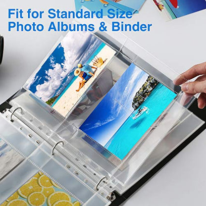 Sooez 30 Pack 4x6 Photo Sleeves for 3 Ring Binder, Hold 120 Pictures | Heavy Duty Plastic Binder Sleeves, Photo Album Refill Pages, Acid Free Archival Page Protector, Binder Inserts for Postcard - size: 4x6" 2-Pocket