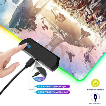 XXL Large Gaming RGB Mouse Pad The Chosen One Custom Desk Pad,Mousepad with Anti-Slip Rubber Base,Stitched Frame Mouse Mat,Portable Desk Mat for Computer Keyboard Mice Laptop & PC,31.5X15.7 Inch - color: Pattern(rgb1)