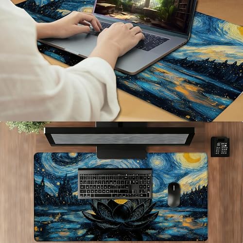 MTG Playmat TCG Card Game Mat Magic The Gathering Play Mat 24x14 Inch - color: Starry Starry Black Lotus
