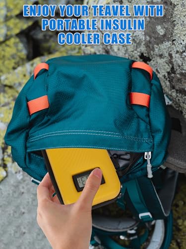 YOUSHARES Insulin Cooler Travel Case with Temperature Display, GLP-1 Diabetic Medicine Cooling Bag for Mounjaro, Refrigerated Diabetes Storage Kit with 2 TSA Approved Ice Pack - color: 00_bright Yellow