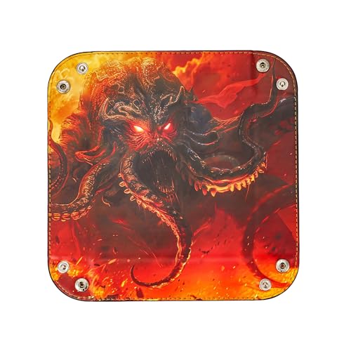 PU Leather Folding Dice Rolling Tray Mat, Portable RPG D&D Dice Trays for RPG Tabletop Board Games, Jewelry Valet Tray for Women and Men - color: Red