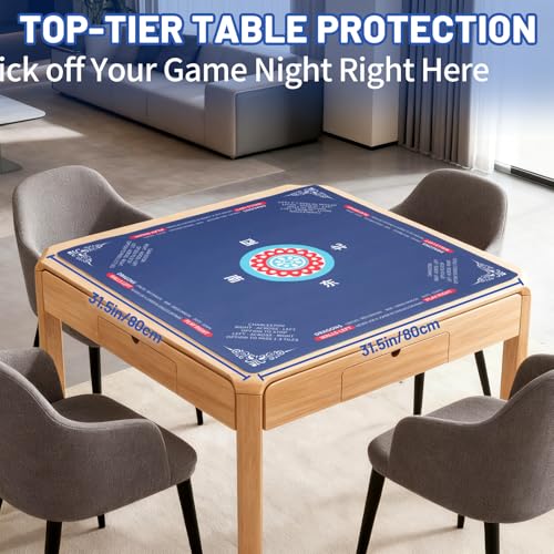 Mahjong Mat - 31.5" Non-Slip Noise Reduction Gaming Mat | Classic Chinese Style, Large Size for Mahjong, Poker, Board Games, Reduces Tile Noise, Protects Tables, Waterproof - style: Classic Chinese Style