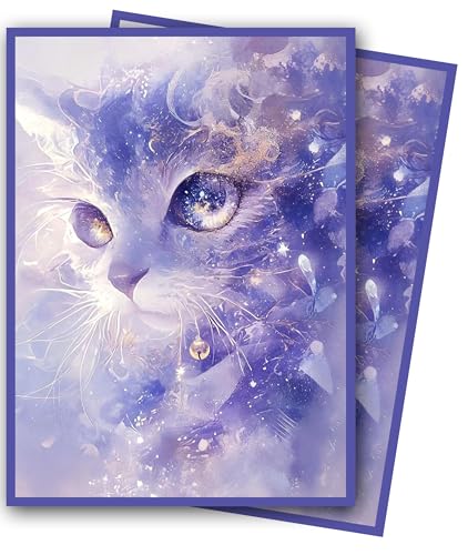 MTG Card Sleeves, Ultra Clear Front & Matte Finish Back, 100 Count Standard Size Matte Art Sleeve for Magic The Gathering - color: Blue Cat