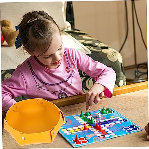 Dice Storage Box Pu Folding Dice Tray Desk Tray Bead Organizers and Storage - color: Yellow
