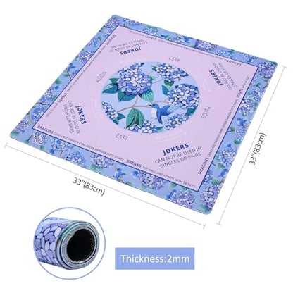 Mahjong Learning Mat (33” x 33”) with Black Carrying Bag, Anti-Slip, Mahjong Mat for Table, Board Games, Tile Games and Cards - color: Light Pink
