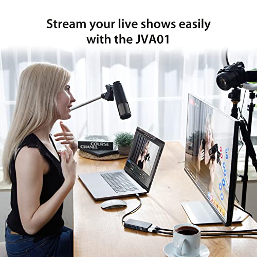 j5create Video Capture Card with PD 60W Pass-Through Charging | Built-in Multi-Function hub, Suitable for Streaming, Live Broadcasting, Video Conference, Teaching, Gaming (JVA01)