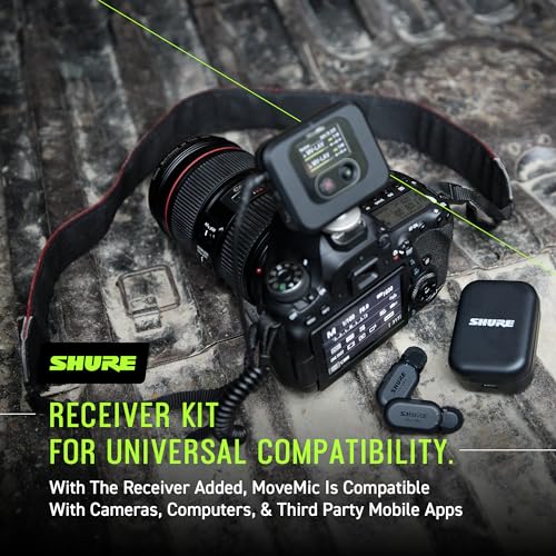Shure MoveMic Two Kit, Pro Wireless Lavalier Microphones with Camera Receiver for DSLR, iPhone, Android, Mac, PC, 24-Hour Charge (MV-Two-KIT-Z7) | Includes 2 Clip-on Lavs, Charging Case and Camera Receiver, 8 Hr per Mic Plus Two Charges, IPX4, Bluetooth 5