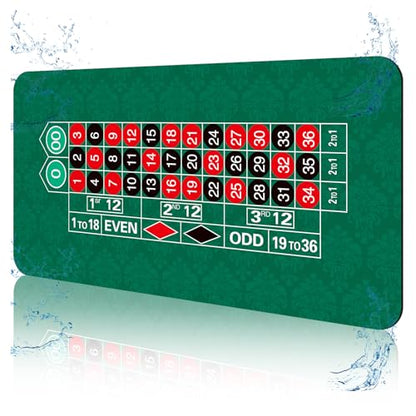 70 x 35 Inch Poker Mat for Table, Texas Hold'em Poker Table Top Mat with Carrying Bag, Waterproof Anti-Slip Rubber Blackjack Mat for Home Game Nights Up to 8 Players - color: Dark Green-roulette