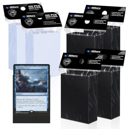 400 Pack Card Sleeves, 200 Matte Black Trading Card Sleeve and 200 Perfect Fit Sleeves Ideal for Double-Sleeving, Compatible with MTG, TCG - color: Black, size: 400 Pack