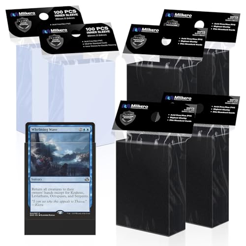 400 Pack Card Sleeves, 200 Matte Black Trading Card Sleeve and 200 Perfect Fit Sleeves Ideal for Double-Sleeving, Compatible with MTG, TCG - color: Black, size: 400 Pack
