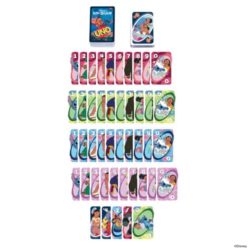 Mattel Games UNO Disney’s Lilo and Stitch Card Game for Kids, Adults & Family with Deck & Special Rule Inspired by the Movie - style: UNO Disney's Lilo and Stitch