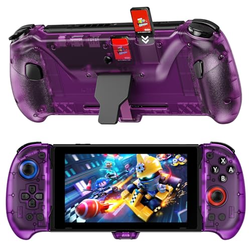 NexiGo Hall Effect Gripcon with Kickstand and HDMI Out for TV Docking, Hall Sensing Joystick for Switch/Switch OLED, Handheld Mode, 4K/1080P Supported HDMI and USB 3.0 Port, Purple - color: Purple, style: Hall Stick with Kickstand