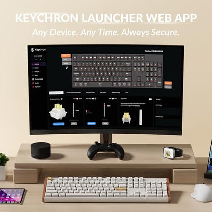 Keychron K10 HE Hall Effect Keyboard, Ultra-Fast Lime Silent Banana Magnetic Switch, Full-Size Tri-Mode Wireless Keyboard with Rapid Trigger, Adjustable Actuation, RGB, Aluminum + Wood Frame - White - color: Silent Banana Switch - White