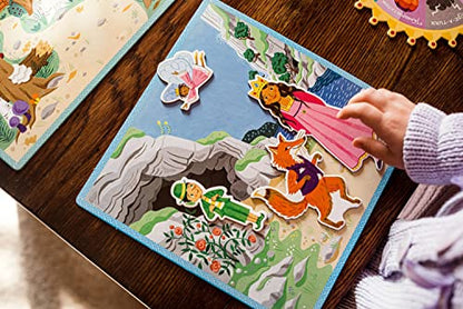 eeBoo Fairytale Spinner Game, Story Building Game, Ages 5+, 2-4 Players | Introduces storytelling & creative thinking. Includes spinner & thematic pieces to create your own story. 15 minute game play - style: Fairytale