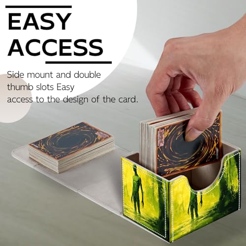 Trading Card Storage Box, Holds 100+ for MTG Cards, PU Leather with Magnetic Closure, Swamp Creature in Yellow Mist Durable Deck Box for Magic the Gathering, Trading Card Games - color: Swamp Creature in Yellow Mist