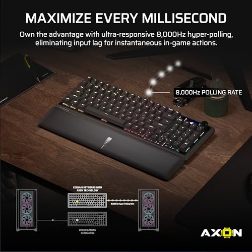 Corsair Vanguard 96 Wired Mechanical Gaming Keyboard – 96% Layout, MLX Plasma Linear Switches, 8000Hz Polling, LCD Display, Virtual Stream Deck, G-Keys, SOCD Flashtap, QWERTY US – Black - style: Linear Plasma Switches
