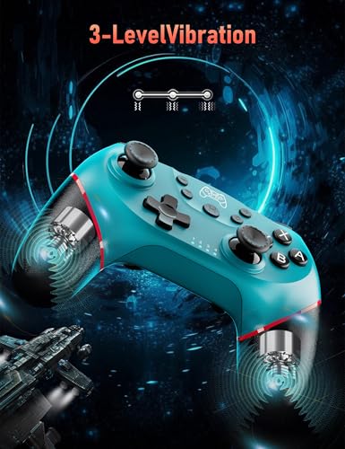 Diswoe Switch Pro Controller, Wireless Switch Controller for Switch 2/Lite/OLED, Bluetooth Gaming Controller with Hall Effect Joystick, Controller for PC/Android Phone with Gyro Sensor Turbo Vibration - color: Blue