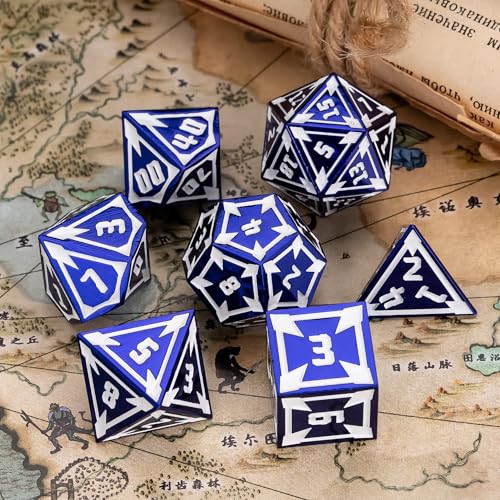 UDIXI Purple Metal Dice Set D&D Heavy Metallic DND Dice for Tabletop Games | 7-Pieces, Lozenge Pattern, Zinc Alloy Material, Gorgeous Gift Case, DM Gift, for Dungeons and Dragons Role Playing Games - color: Purple