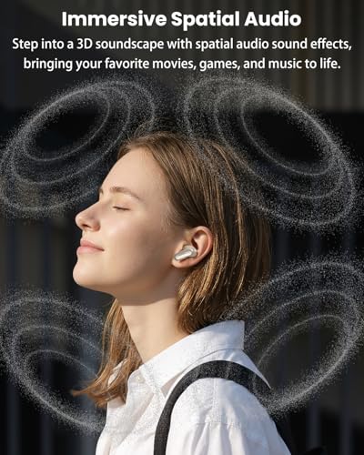 TOZO NC20 Pro Active Noise Cancelling Wireless Earbuds, Smart LCD Screen | LDAC Hi-Res Audio, Stereo Bass, 6 Mics AI Call Ear Buds, 80H Playtime, IPX8 Waterproof, 32 EQ via App, Wireless Charging - color: Champagne