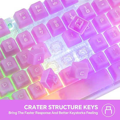 RGB Gaming Keyboard and Mouse Combo,USB Wired Custom Clear Keyboards | Rainbow LED Backlight Transparent Keyboard Mouse Set for Computer Windows PC PS4 Xbox Laptop - color: Clear Purple