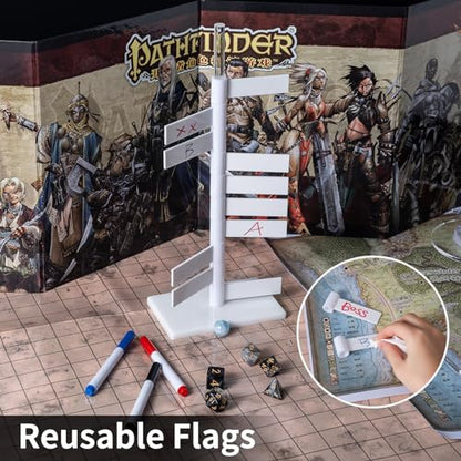 Kalami Initiative Tracker for DND | 12 Rotating Acrylic Flags Turn Tracker for D&D 5e, Pathfinder and Other Tabletop RPG, Perfect DM Gift