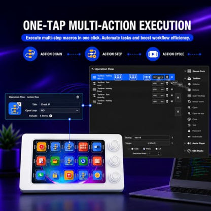 Stream Controller Deck for PC Work,Live Stream and Video Editing | Smooth Magnetic Keys,Customizable Background,Visually Pleasing Macro Keypad,Trigger Actions for OBS/Twitch/YouTube(M3 White) - color: White