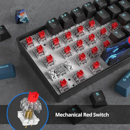 60 Percent Gaming Keyboard Mechanical with Linear Red Switch, 65% Wired Ultra-Compact Mini Keyboard Rainbow with PBT Keycaps for Ps4/Ps5/Xbox(68 MonsterB) - color: 68 Monster/Red Swicth