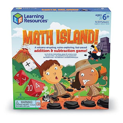 Learning Resources Math Island Addition & Subtraction Game - Math Manipulatives, Educational Board Toys, Classroom Flash Cards , Volcano Toy, STEM Kids, Gifts for Boys And Girls , Montessori