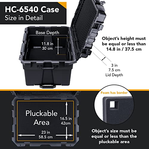 Lykus HC-6540 Hard Case with Wheels and Foam, Inner Size 23.0*16.54*14.17in | IP67 Waterproof, Pluckable Foam, Suitable for Cameras, Lenses, Electronic Equipment and More