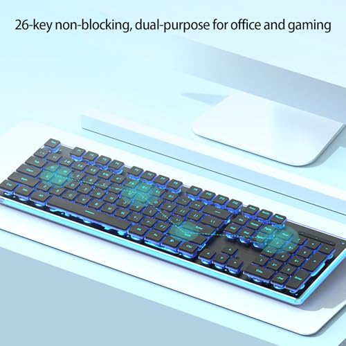 Plug and Play USB Cord Keyboard Mechanical Feel Silent IPX4 Waterproof Gaming Keyboard with Colorful Backlight