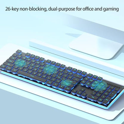 Plug and Play USB Cord Keyboard Mechanical Feel Silent IPX4 Waterproof Gaming Keyboard with Colorful Backlight