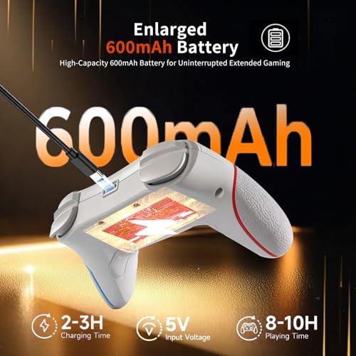 AURITHYX Switch Pro Controllers Compatible with Nintendo Switch/Lite/OLED/PC, Game Gamepad with Dual Vibration/Gyro Axis/Turbo/Programmable/RGB Lighting（Beige