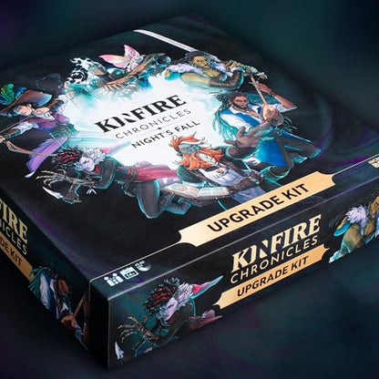 Kinfire Chronicles: Upgrade Kit, Deluxe Accessory Pack with Metal Tokens, Acrylic Standees, Neoprene Mats, Custom Sleeves, Alternate Seeker Skins & DIY Quest, Ages 14+(Not Standalone, Needs Base Game)