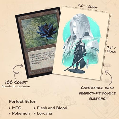 Papercraft Silver-Haired Villain - MTG Card Sleeves, 104ct, Standard Size | Double Sleeving Compatible, Smudge Resistant Matte Back, Compatible with Standard 66x92mm TCG and Magic The Gathering Cards. - color: Papercraft Silver-haired Villain