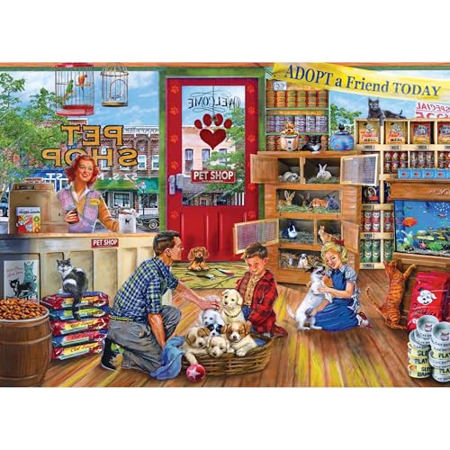 RoseArt - Back to The Past - Pet Store Friends - 1000 Piece Jigsaw Puzzle for Adults - style: Pet Store Friends