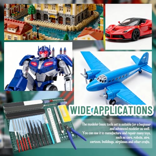 Bigstone 30 PCS Model Tools Kit Hobby Building Tool Modeler Basic DIY Tools Craft Set for Cars, Airplanes, Buildings, Robots Gundam Plastic Models Building Repairing and Fixing