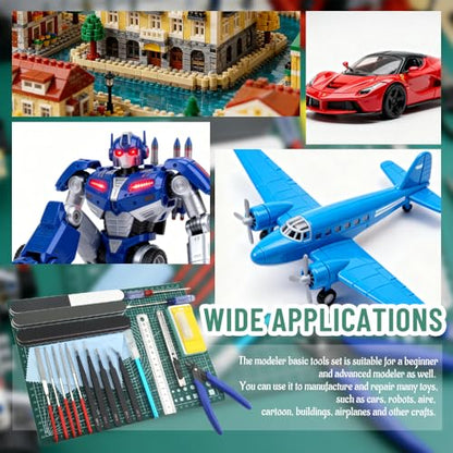 Bigstone 30 PCS Model Tools Kit Hobby Building Tool Modeler Basic DIY Tools Craft Set for Cars, Airplanes, Buildings, Robots Gundam Plastic Models Building Repairing and Fixing