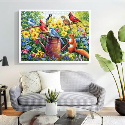 500 Piece Puzzles for Adults, Flowers Garden Puzzles, Birds Squirrels Jigsaw Puzzles 500 Pieces, Challenging Jigsaw Puzzles, Great for Birthday Party Gathering, Finished Size is 20.5 x 15 in - style: Bird