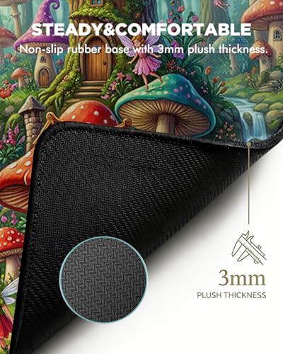 Mouse Pad, Desk Mat, 31.5x11.8in Large Mousepad, Mushroom House | Desk Pad with Stitched Edge & Rubber Non-Slip Bottom, Gaming Mouse Pad, Extended Mousepad for Home, Office - color: Mushroom House