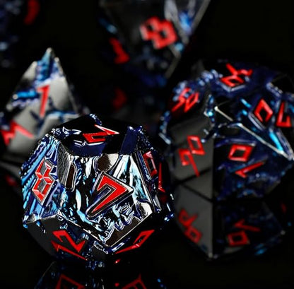 Rule Dice D&D Dice 7 Die Metal DND Dice Set, Weighted Metallic Dungeons and Dragons Dice Set, Large Polyhedral D and D Dice Sets, Cool MTG RPG Dice DND with Gifts Case for Role Playing (Black Red) - color: Black Red