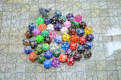 SmartDealsPro 50-Pack D20 20 Sided Dice Polyhedral Dice with Pouch for DND RPG MTG Table Game (D20, Mix Color) - color: Mix Color, style: D20