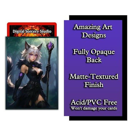 Anime Cat Warlock Card Sleeves 102 Pack – Compatible with MTG & TCGs – Perfect for Y'shtola, Night’s Blessed & Final Fantasy Commander Decks – Premium Card Game Sleeves for Magic - color: Anime Cat Warlock