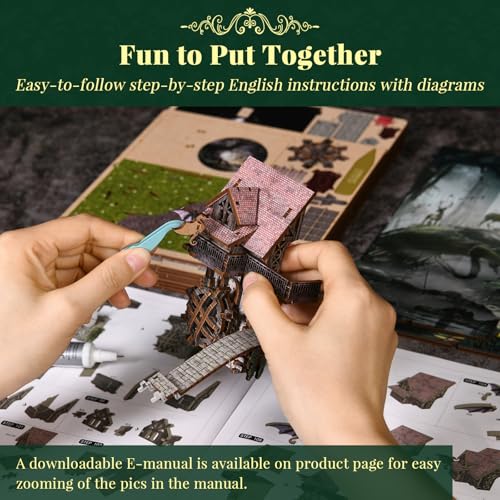 MiniCity Down the Rabbit Hole Book Nook Kit, DIY 3D Wooden Puzzle with LED | 7.1 x 4.3 x 9.1 in; 400 pieces, LED and dust cover; glue/tools and guide included; 8-10 hr DIY build for display, ages 14+. - style: Down The Rabbit-Hole Alice in Wonderland