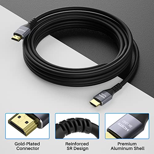 HDMI® Cable, Heavy-Duty 8K HDMI® Cable 25FT, 48Gbps Ultra HD Cord, Supports 8K@60Hz 4K@120Hz, eARC, HDR, HDCP 2.2 2.3, for Laptop, Monitor, Switch, PS5/PS4, Xbox, Dolby, Series X, UHD TV -25ft - size: 25FT, style: 1 Pack