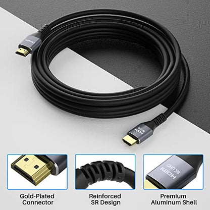 HDMI® Cable, Heavy-Duty 8K HDMI® Cable 25FT, 48Gbps Ultra HD Cord, Supports 8K@60Hz 4K@120Hz, eARC, HDR, HDCP 2.2 2.3, for Laptop, Monitor, Switch, PS5/PS4, Xbox, Dolby, Series X, UHD TV -25ft - size: 25FT, style: 1 Pack