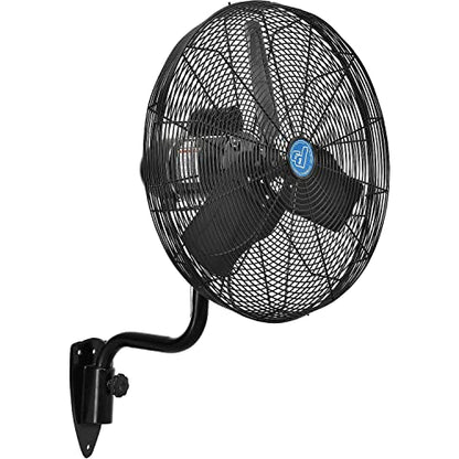 Continental Dynamics 24" Diameter Premium Wall Mount Fan, 9400 CFM, 120V | Totally Enclosed Air Over Motor, 2 Speed, 1/2 HP, Black, Indoor Industrial Fan