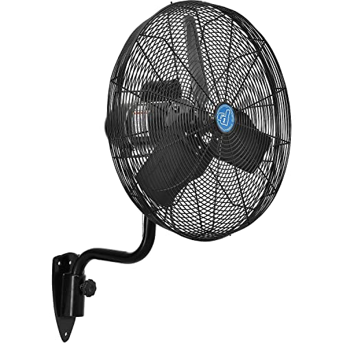 Continental Dynamics 24" Diameter Premium Wall Mount Fan, 9400 CFM, 120V | Totally Enclosed Air Over Motor, 2 Speed, 1/2 HP, Black, Indoor Industrial Fan